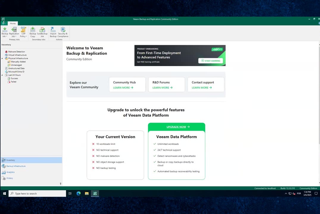 Console do Veeam Backup & Replication 12.3